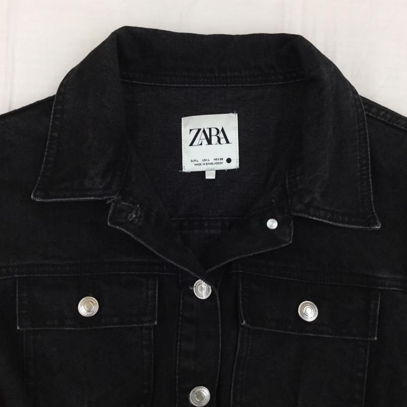 ザラ ZARA ワンピース ひざ丈スカート デニム地 L 無地 黒 / ブラック / レディース USED 古着 中古 10138284