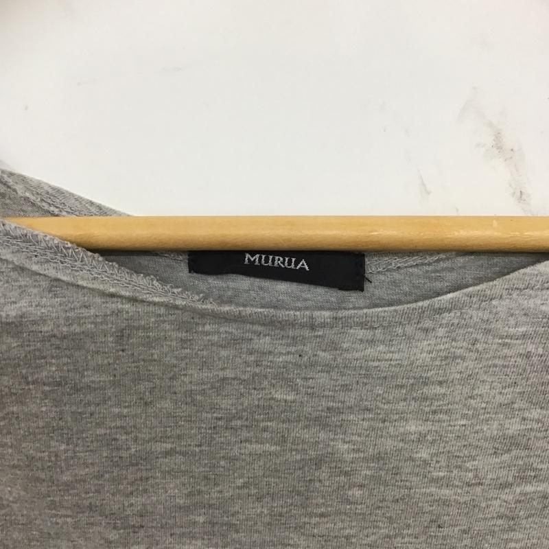 ムルーア MURUA Tシャツ 半袖 半袖カットソー プリントTシャツ オープンネックカットソー FREE 無地 黒 / ブラック / X 灰 / グレー / レディース USED 古着 中古 10136273