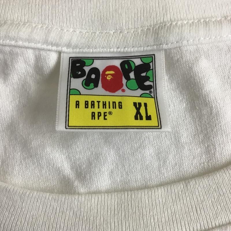 アベイシングエイプ A BATHING APE Tシャツ 半袖 半袖カットソー プリントTシャツ クルーネックカットソー XL プリント 白 / ホワイト / メンズ USED 古着 中古 10105546