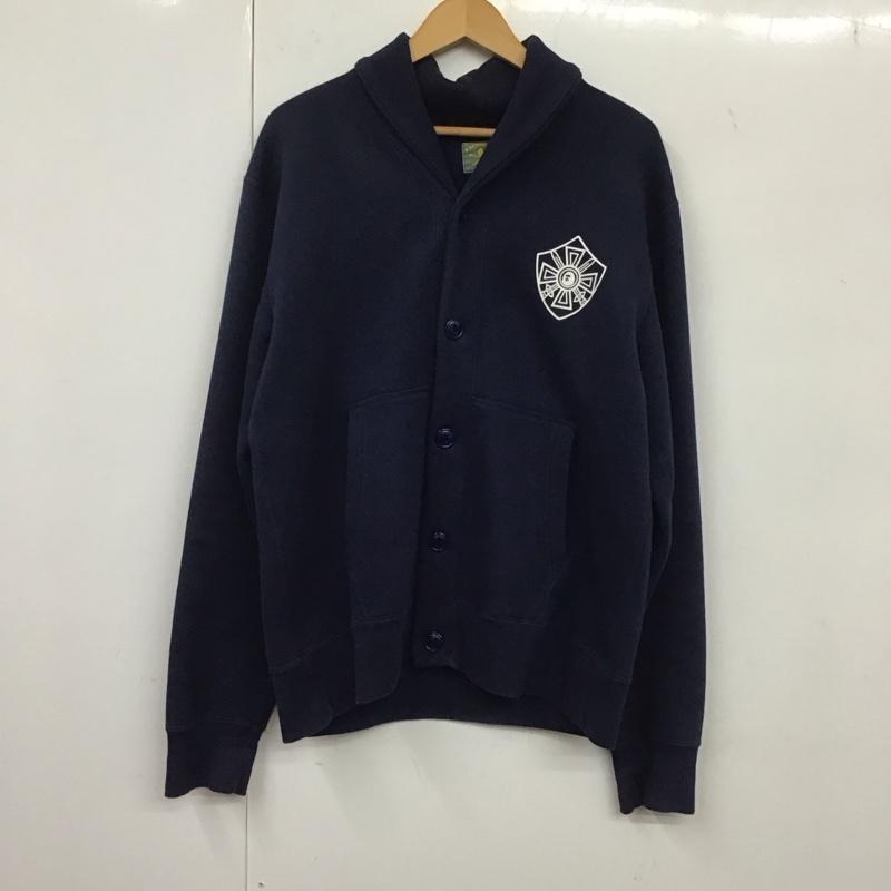 アベイシングエイプ A BATHING APE カーディガン 長袖 長袖カーディガン 前ボタン スウェットカーディガン L ロゴ、文字 紺 / ネイビー / メンズ USED 古着 中古 10132423