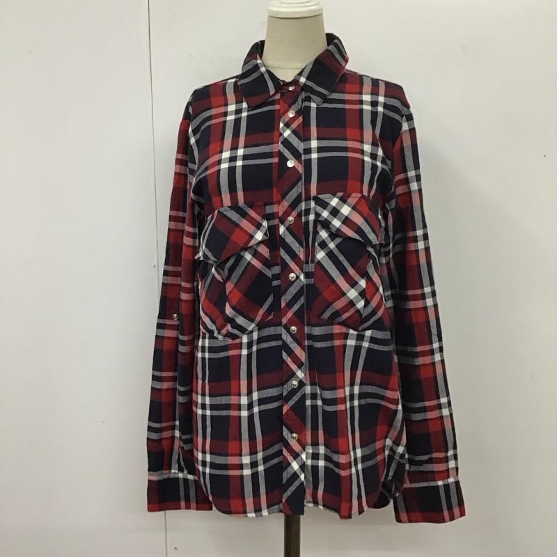 ザラウーマン ZARA WOMAN シャツ、ブラウス 長袖 ワークシャツ XS チェック 赤 / レッド / X 紺 / ネイビー / X 白 / ホワイト / レディース USED 古着 中古 10113478