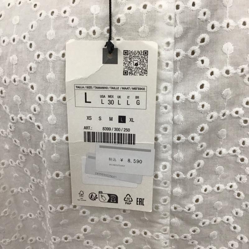 ザラ ZARA シャツ、ブラウス 長袖 L 無地 白 / ホワイト / レディース USED 古着 中古 10124880
