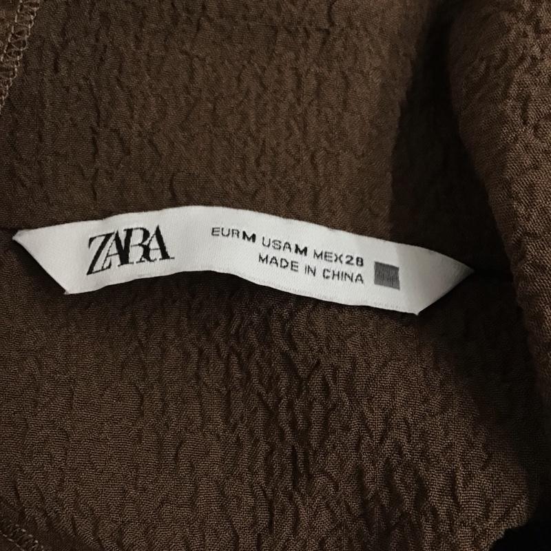 ザラ ZARA シャツ、ブラウス 半袖 4387 026 700 クロップド丈 M 無地 茶 / ブラウン / レディース USED 古着 中古 10117398