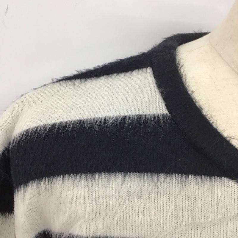 ザラメン ZARA MAN ニット、セーター 長袖 長袖ニットカットソー ニット セーター クルーネックニット XL ボーダー柄 白 / ホワイト / X 黒 / ブラック / メンズ USED 古着 中古 10113736