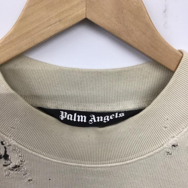 パーム・エンジェルス Palm Angels トレーナー 長袖 22AW GDGLITTEREDLOGO 長袖トレーナー スウェット XL ロゴ、文字 X ダメージ加工 ベージュ / ベージュ / メンズ USED 古着 中古 10138908