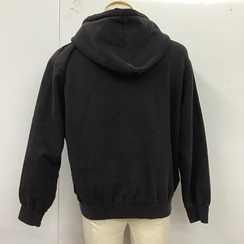 チャンピオン Champion パーカー 長袖 ジップアップパーカー 長袖パーカー フード付きパーカー ロゴ、文字 X ダメージ加工 黒 / ブラック /  メンズ USED 古着 中古 10124701