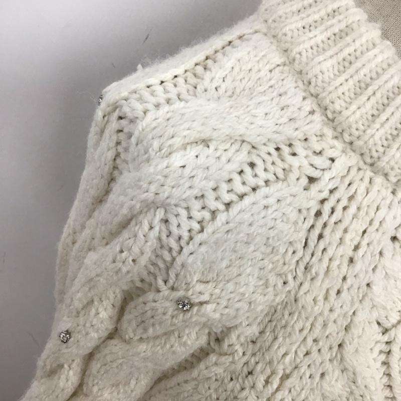 ザラ ZARA ニット、セーター 長袖 6771 161 712 クルーネック ケーブル ビジュー S オフホワイト / オフホワイト / レディース USED 古着 中古 10124994