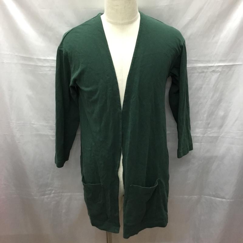 アイテムズ アーバンリサーチ ITEMS URBAN RESEARCH カーディガン 長袖 長袖カーディガン 長袖カットソー ノーカラージャケット 前開カーディガン 40 無地 緑 / グリーン / メンズ USED 古着 中古 10113551
