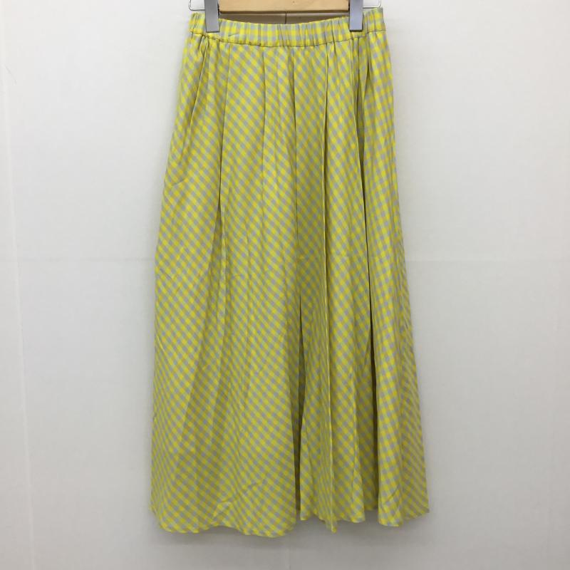 クイーンズコート QUEENS COURT スカート ロングスカート 2 チェック 黄 / イエロー / レディース USED 古着 中古 10134752
