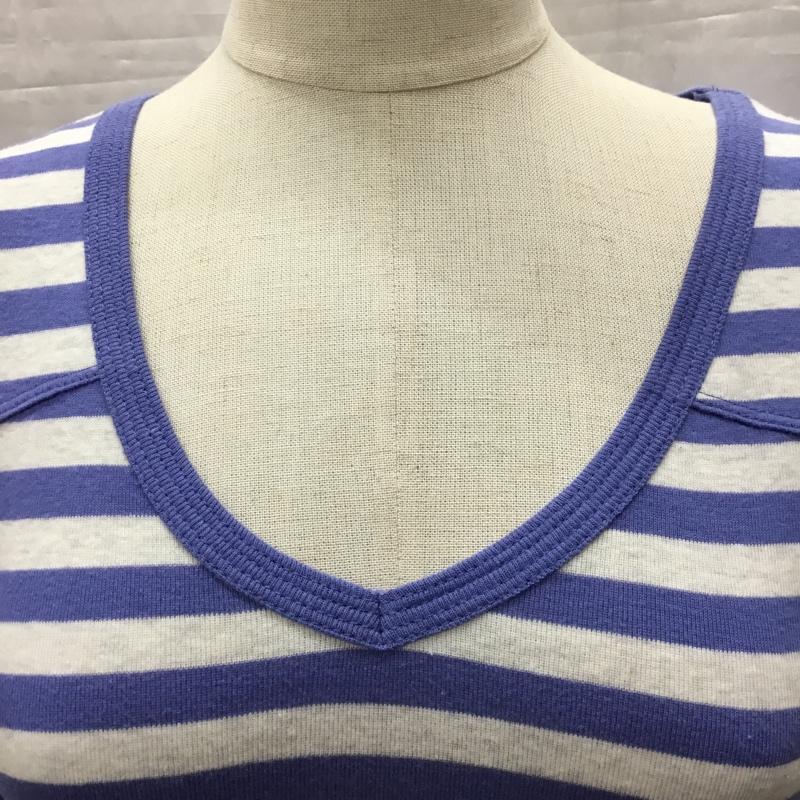 カルバン・クライン Calvin Klein カットソー 半袖 半袖カットソー プリントTシャツ Vネックカットソー ボーダー S ボーダー柄 灰 / グレー / X 水色 / ライトブルー / レディース USED 古着 中古 10118069