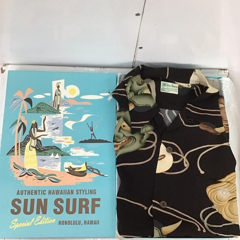 サンサーフ SUN SURF シャツ、ブラウス 半袖 SS36653 Noh Mask 能面 アロハシャツ 箱有 XL 総柄 ダークブラウン / ダークブラウン / メンズ USED 古着 中古 10107550
