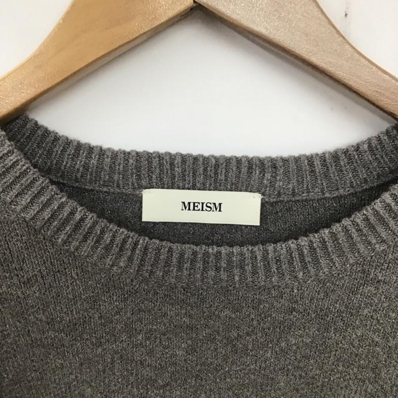 ミズム MEISM ニット、セーター 長袖 長袖ニットカットソー クルーネック セーター L ロゴ、文字 灰 / グレー / レディース USED 古着 中古 10135549