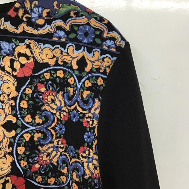 ザラベーシック ZARA BASIC ワンピース ロングスカート 長袖ロングスカート クルーネック クルーネック L プリント マルチカラー / マルチカラー / レディース USED 古着 中古 10136466