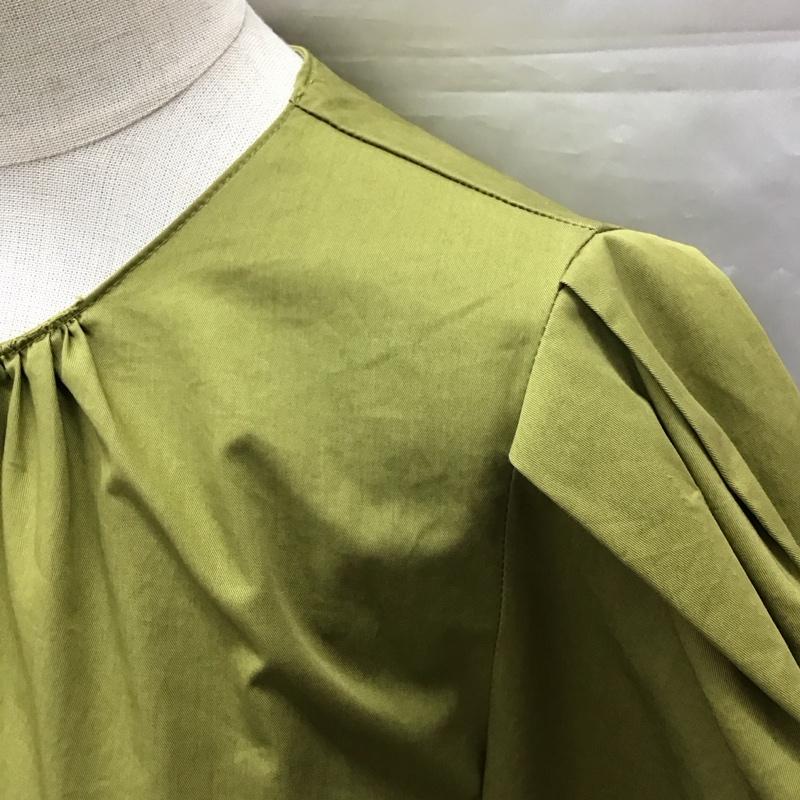 ザラ ZARA カットソー 七分袖 ペプラム パフスリーブ S 無地 カーキ / カーキ / レディース USED 古着 中古 10115874
