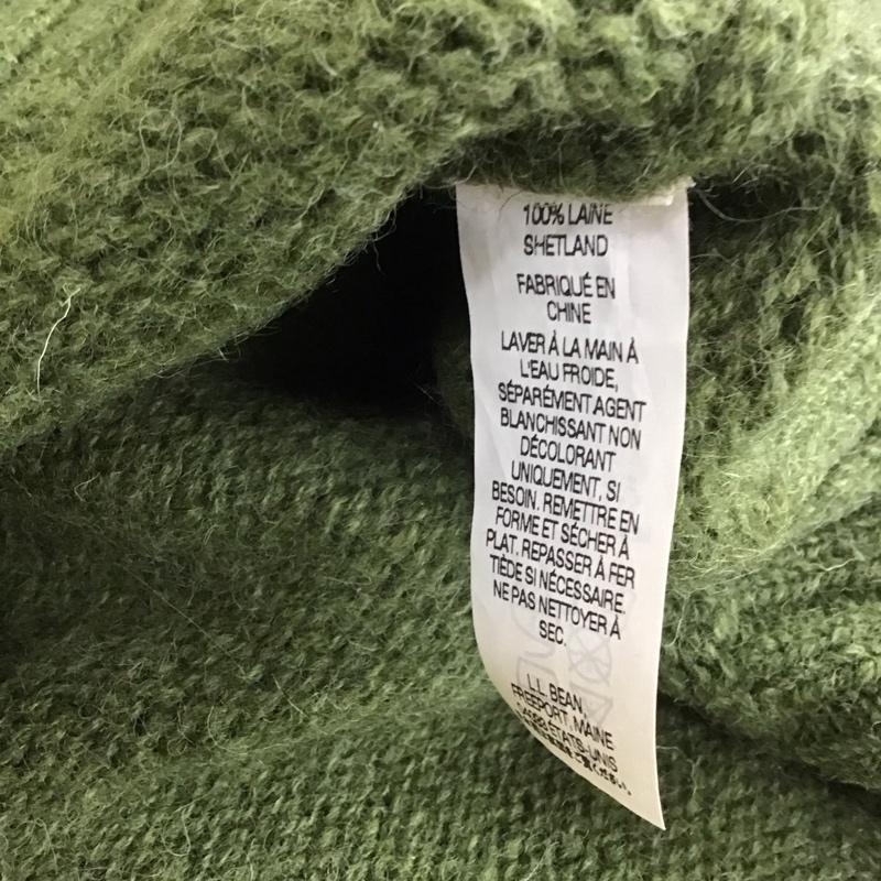 エルエルビーン L.L.Bean ニット、セーター 長袖 0 HLV5 エルボーパッチ ショールカラー M 無地 緑 / グリーン / メンズ USED 古着 中古 10112653