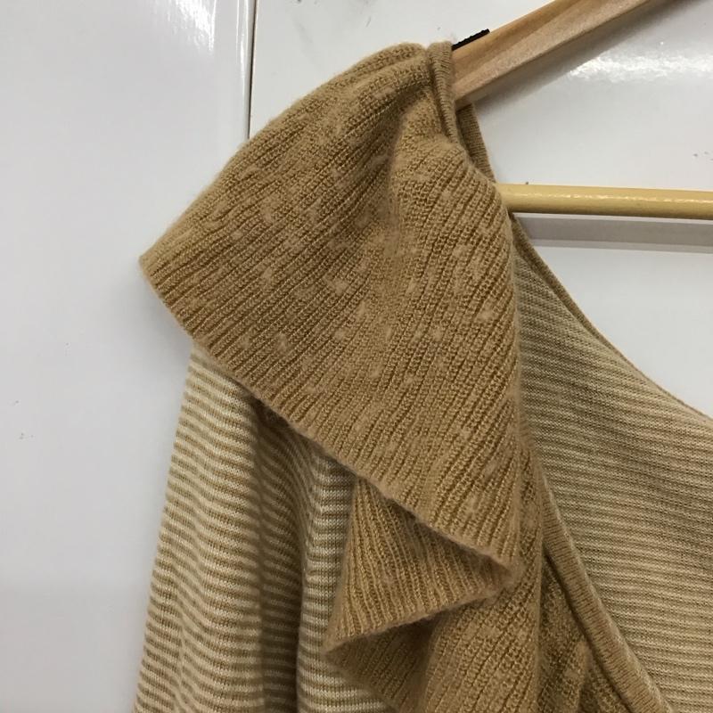 ジルスチュアート JILLSTUART カットソー 長袖 長袖カットソー ワイドネックカットソー ロングスリーブカットソー M ボーダー柄 茶 / ブラウン / レディース USED 古着 中古 10117889