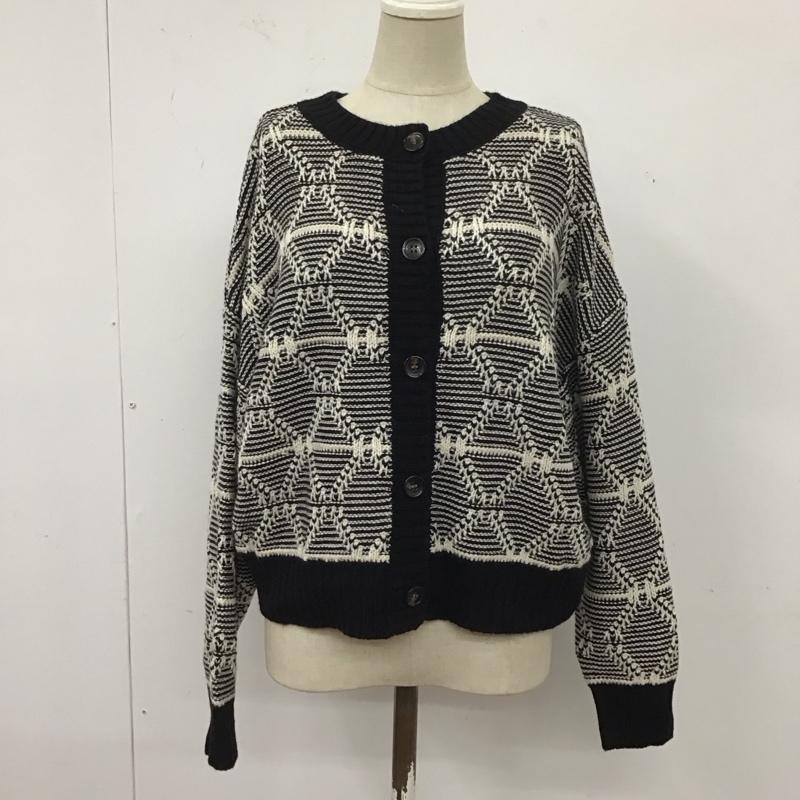 アースミュージックアンドエコロジー earth music&ecology カーディガン 長袖 FREE 白 / ホワイト / X 黒 / ブラック / レディース USED 古着 中古 10124019