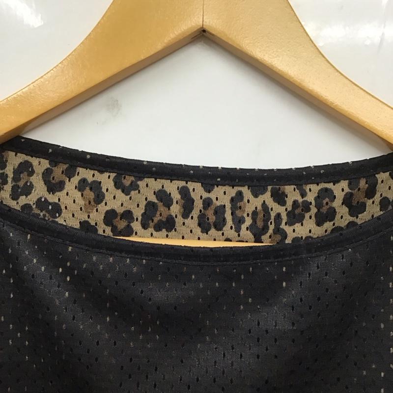 フェンディ FENDI カットソー 半袖 半袖カットソー プリントTシャツ クルーネックカットソー 90s リバーシブル 42 ヒョウ柄・レオパード柄 黒 / ブラック / レディース USED 古着 中古 10129747