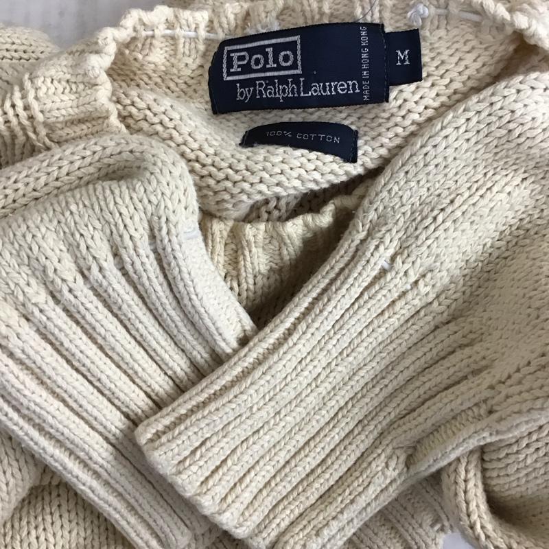 ポロバイラルフローレン Polo by RALPH LAUREN ニット、セーター 長袖 長袖ニットカットソー ニット セーター クルーネックニット M ロゴ、文字 ベージュ / ベージュ / メンズ USED 古着 中古 10114977