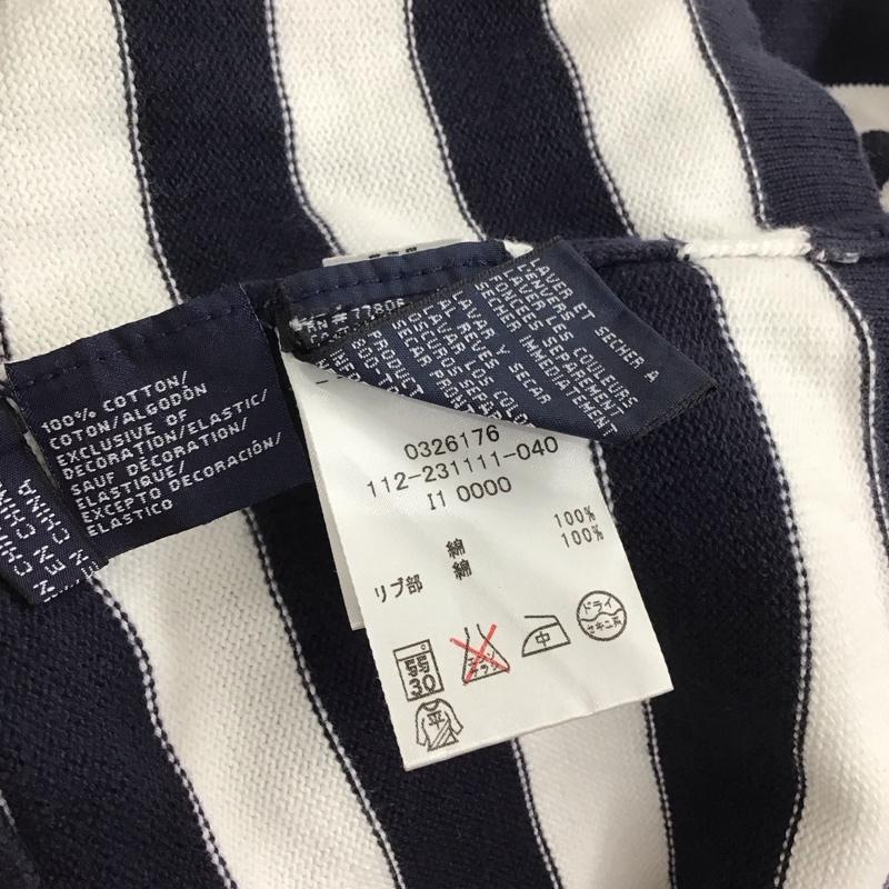 トミーヒルフィガー TOMMY HILFIGER ニット、セーター 長袖 長袖ニットカットソー クルーネック セーター M ボーダー柄 白 / ホワイト / X 紺 / ネイビー / メンズ USED 古着 中古 10137182