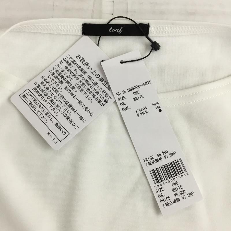 ローフ loaf カットソー 半袖 595006-440T スナップスリットロングTシャツ 半袖カットソー 変型 ロングカットソー 無地 白 / ホワイト / レディース USED 古着 中古 10110027