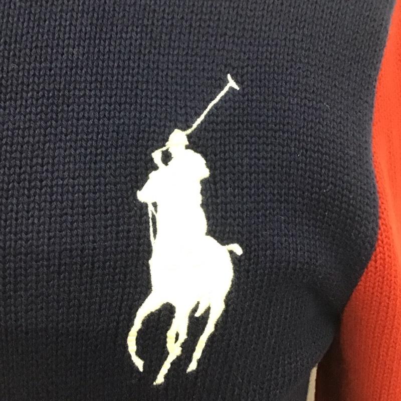 ポロバイラルフローレン Polo by RALPH LAUREN ニット、セーター 長袖 ハーフジップ ビッグポニー XL ワンポイント 紺 / ネイビー / X 赤 / レッド / メンズ USED 古着 中古 10110841
