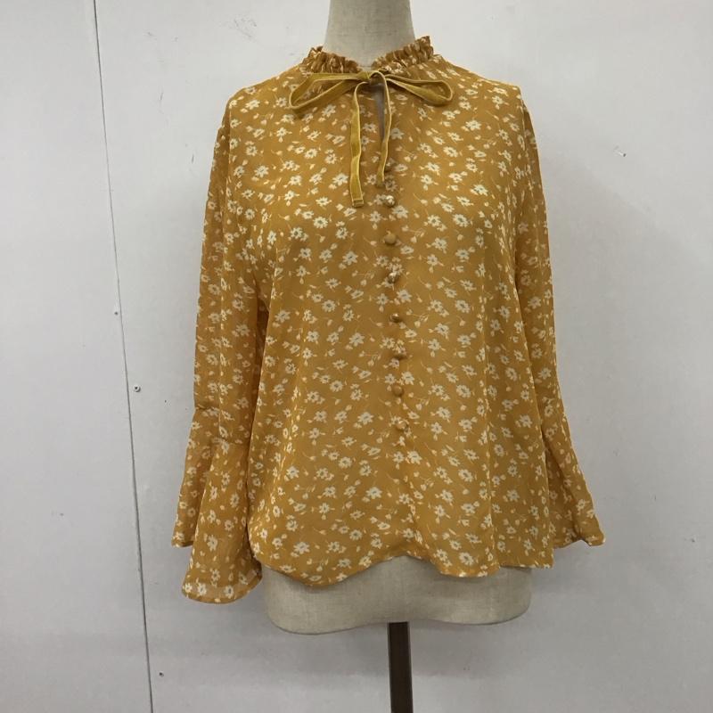 ヘザー Heather シャツ、ブラウス 七分袖 フレアシャツ カジュアルブラウス ノーカラーシャツ FREE 花柄 X 総柄 黄 / イエロー / レディース USED 古着 中古 10109854