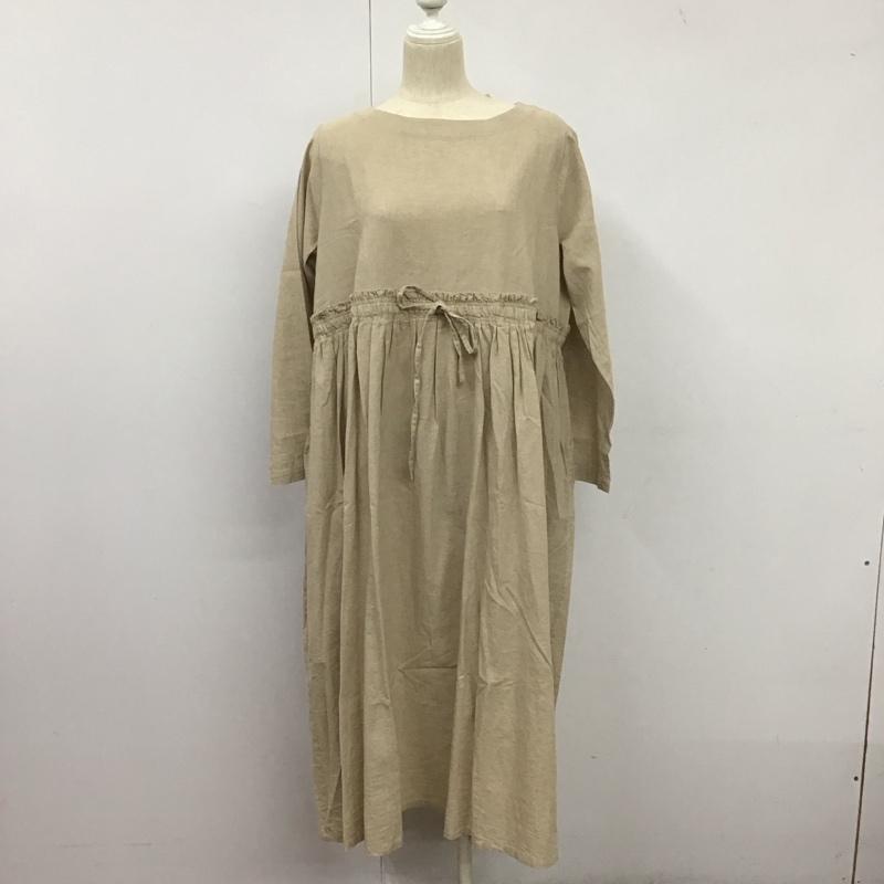 イチ ichi ワンピース ロングスカート 191030A G191030 長袖 コットンリネン 綿麻 タグ付き FREE 無地 ベージュ / ベージュ /  レディース USED 古着 中古 10133413