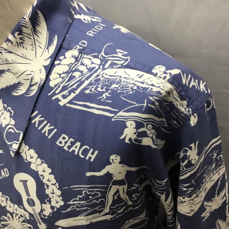 古着 USED シャツ、ブラウス 半袖 半袖シャツ カラーシャツ 半袖カットソー アロハシャツ S プリント 水色 / ライトブルー / X 白 / ホワイト /  メンズ USED 古着 中古 10108528