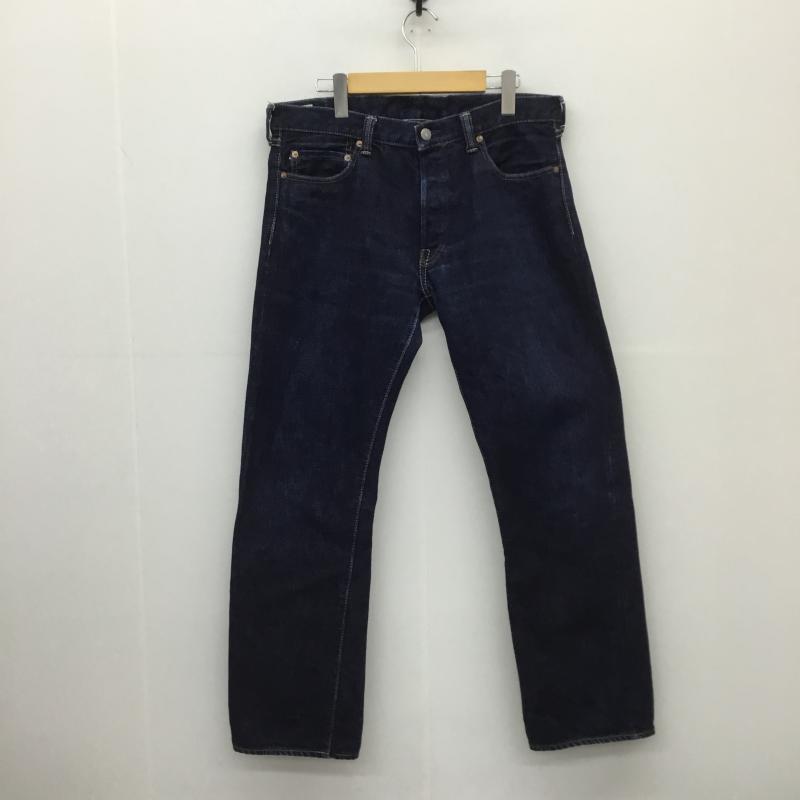 桃太郎ジーンズ MOMOTARO JEANS パンツ デニム、ジーンズ 0705SP 出陣 LABEL タイト ストレート デニム パンツ 34インチ 無地 X ボーダー柄 インディゴ / インディゴ / メンズ USED 古着 中古 10128835