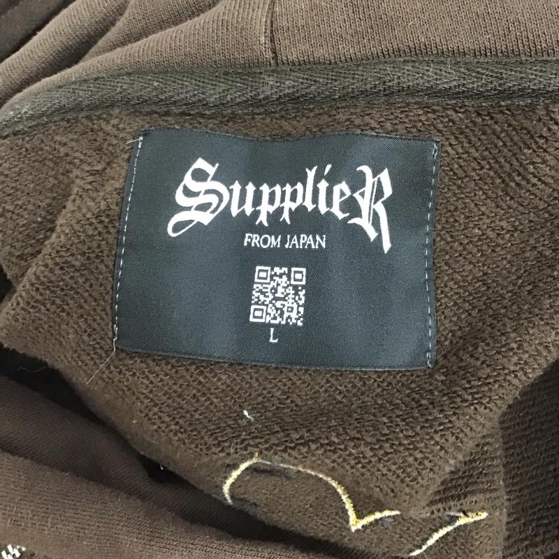 サプライヤー SUPPLIER パーカー 長袖 長袖パーカー ジップアップパーカー スウェット L ロゴ、文字 茶 / ブラウン /  メンズ USED 古着 中古 10125578