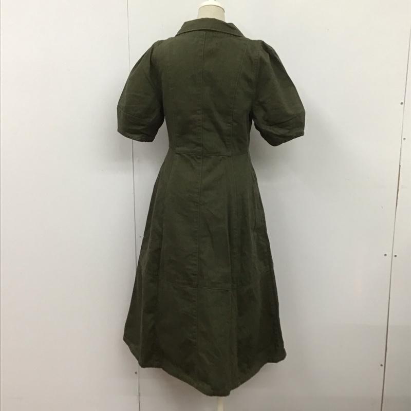 マウジー MOUSSY ワンピース ロングスカート 010ea711-5300 BIGCOLLARMIDIドレス 半袖デニムワンピース 前開シャツロングワンピース 1 無地 カーキ / カーキ / レディース USED 古着 中古 10107729