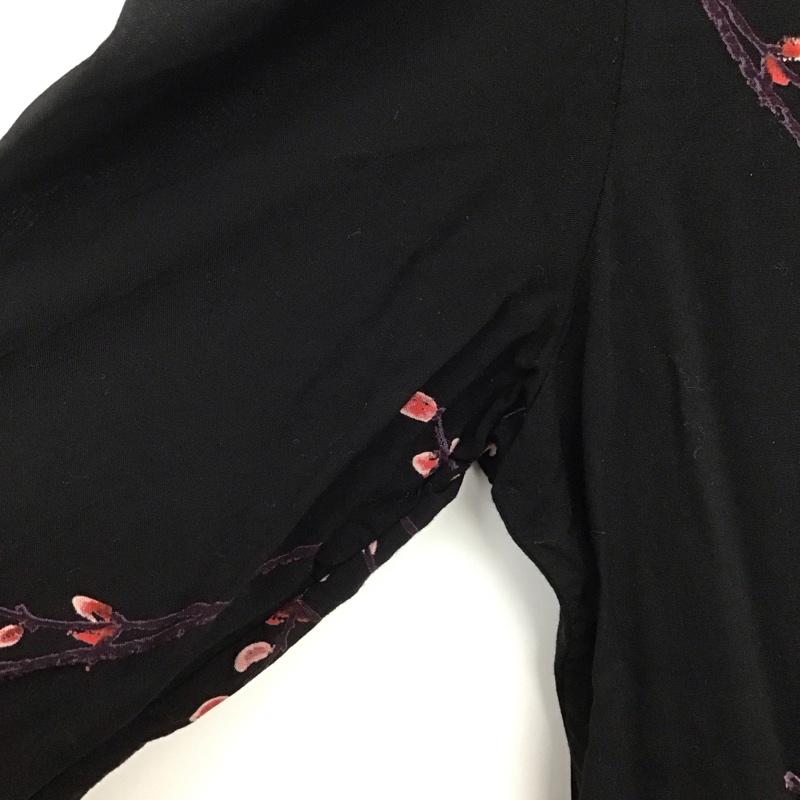 ザラウーマン ZARA WOMAN ワンピース ロングスカート 長袖シャツワンピース 前空きロングワンピース XS プリント 黒 / ブラック / レディース USED 古着 中古 10136019