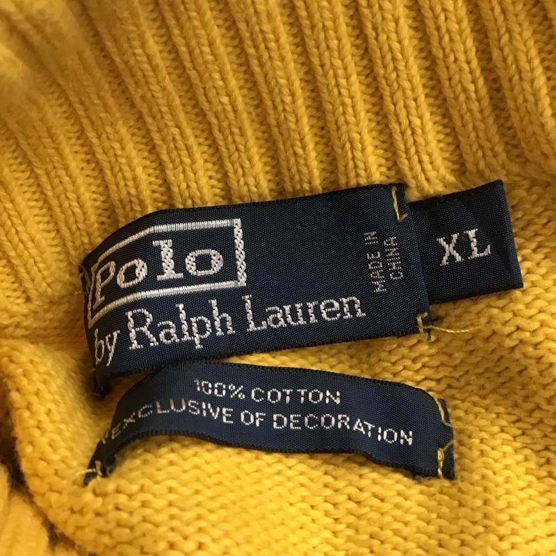ポロバイラルフローレン Polo by RALPH LAUREN ニット、セーター 長袖 長袖ニットカットソー ニット セーター ジップアップネックニット XL ロゴ、文字 黄 / イエロー / メンズ USED 古着 中古 10122151