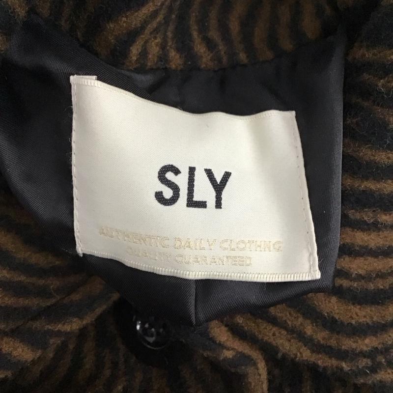 スライ SLY コート コート一般 030EAR30-6410 SOUTIEN COLLAR COAT FREE アニマル柄 茶 / ブラウン / X 黒 / ブラック / レディース USED 古着 中古 10119633