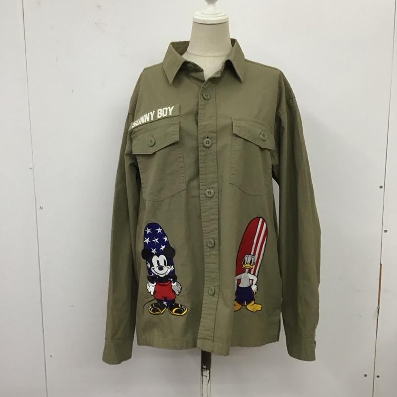 ロデオクラウンズ Rodeo Crowns シャツ、ブラウス 長袖 420BSA01-0260 ディズニー ミッキーマウス ドナルドダック ミリタリーシャツ FREE キャラクター カーキ / カーキ / レディース USED 古着 中古 10120234