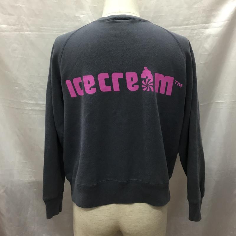 アイスクリーム ICECREAM トレーナー 長袖 長袖トレーナー スウェット クルーネック リブスウェットカットソー S プリント 灰 / グレー / メンズ USED 古着 中古 10120111