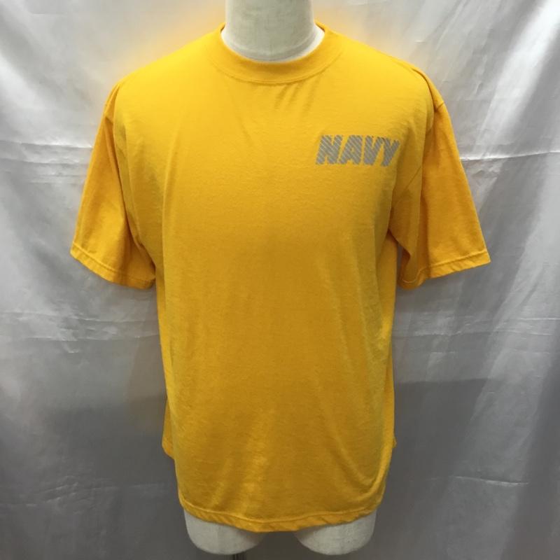 ユーエスネイビー USNAVY Tシャツ 半袖 半袖カットソー プリントTシャツ クルーネックカットソー 古着 M ロゴ、文字 黄 / イエロー / メンズ USED 古着 中古 10113870