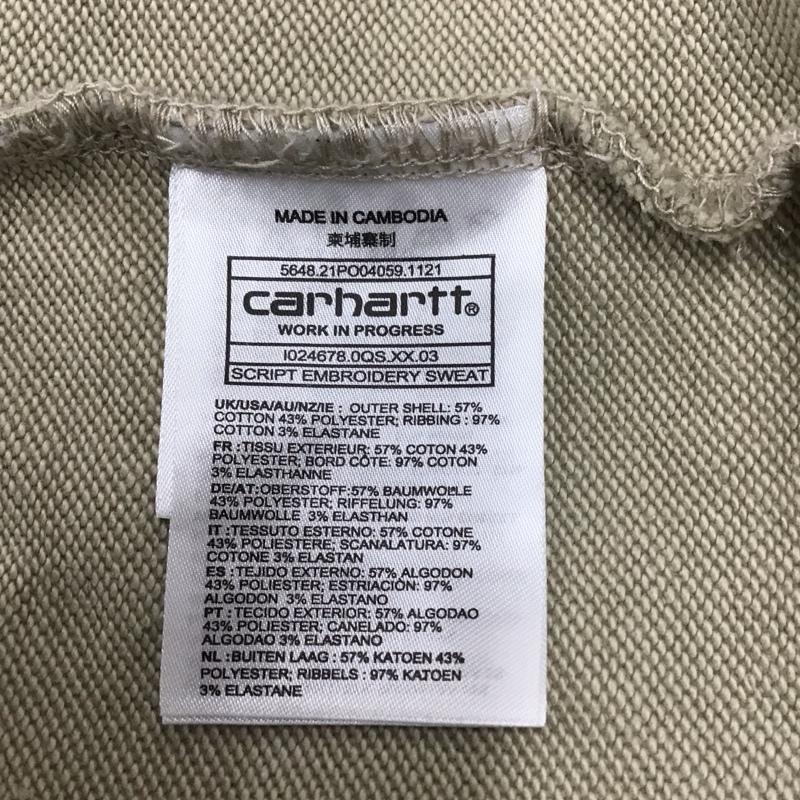 カーハート Carhartt トレーナー 長袖 長袖トレーナー スウェット クルーネック リブスウェットカットソー XL ロゴ、文字 ベージュ / ベージュ /  メンズ USED 古着 中古 10116286