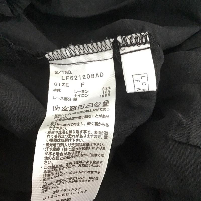 ローリーズファーム LOWRYS FARM シャツ、ブラウス 七分袖 LF621208AD レースフラップチュニック5S FREE 無地 黒 / ブラック / レディース USED 古着 中古 10107497