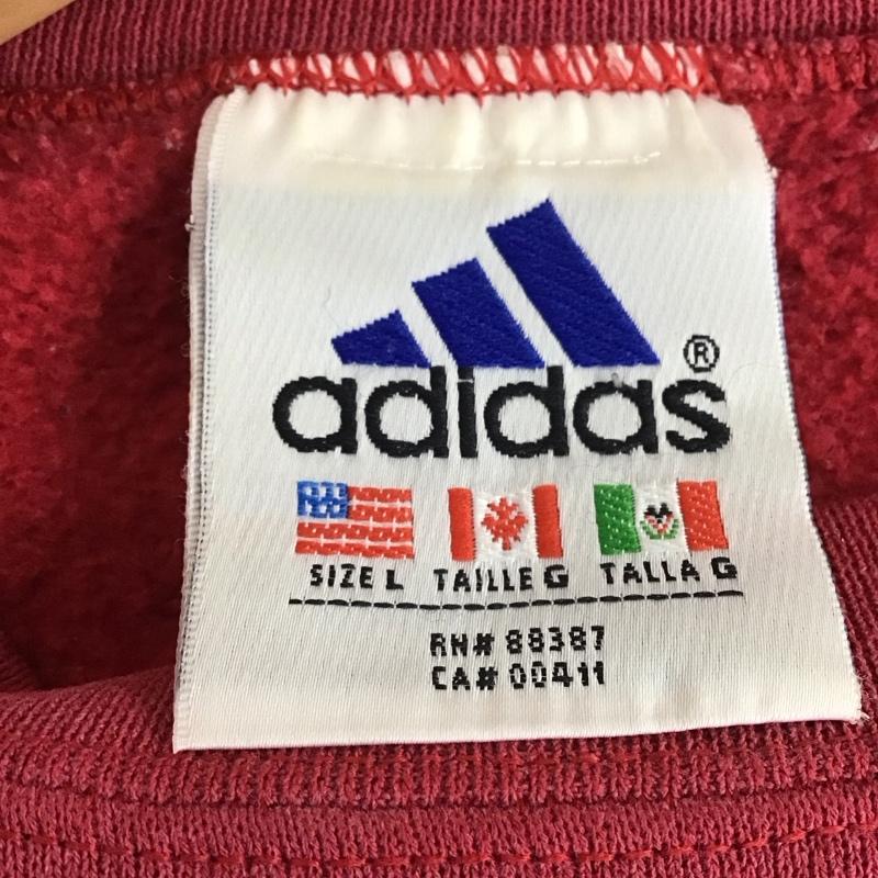 アディダス adidas トレーナー 長袖 長袖トレーナー スウェット クルーネック プルオーバー L ロゴ、文字 えんじ / ワインレッド / メンズ USED 古着 中古 10135728