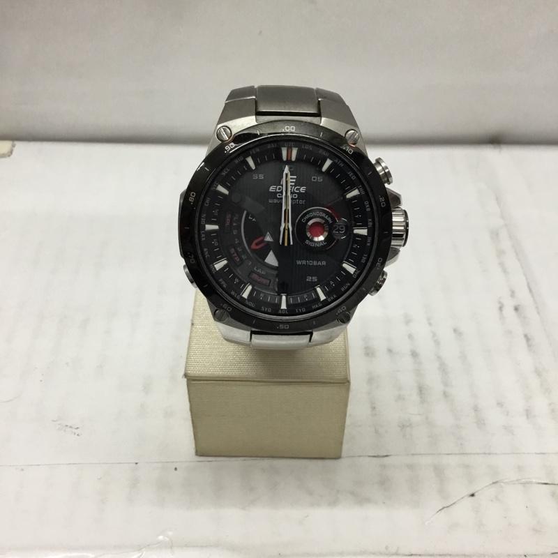 カシオ CASIO 腕時計 アナログ(クォーツ式) EQW-A1000 EDIFICE ソーラー電波 箱有 ロゴ、文字 銀 / シルバー / X 黒 / ブラック / メンズ USED 古着 中古 10106514