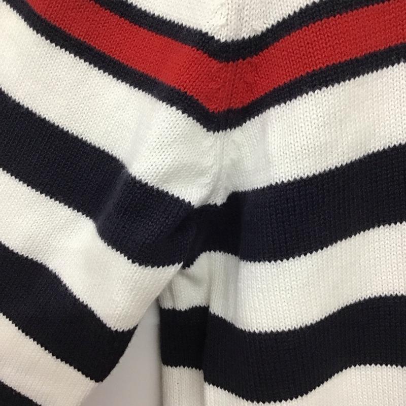トミーヒルフィガー TOMMY HILFIGER ニット、セーター 長袖 長袖ニットカットソー クルーネック セーター M ボーダー柄 白 / ホワイト / X 紺 / ネイビー / メンズ USED 古着 中古 10137182