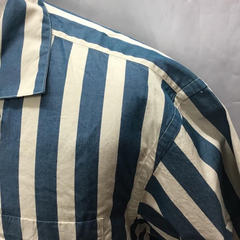 グリーンレーベルリラクシング green label relaxing シャツ、ブラウス 半袖 半袖シャツ カラーシャツ 半袖カットソー ストライプシャツ S ストライプ 青 / ブルー / X ベージュ / ベージュ /  メンズ USED 古着 中古 10108525
