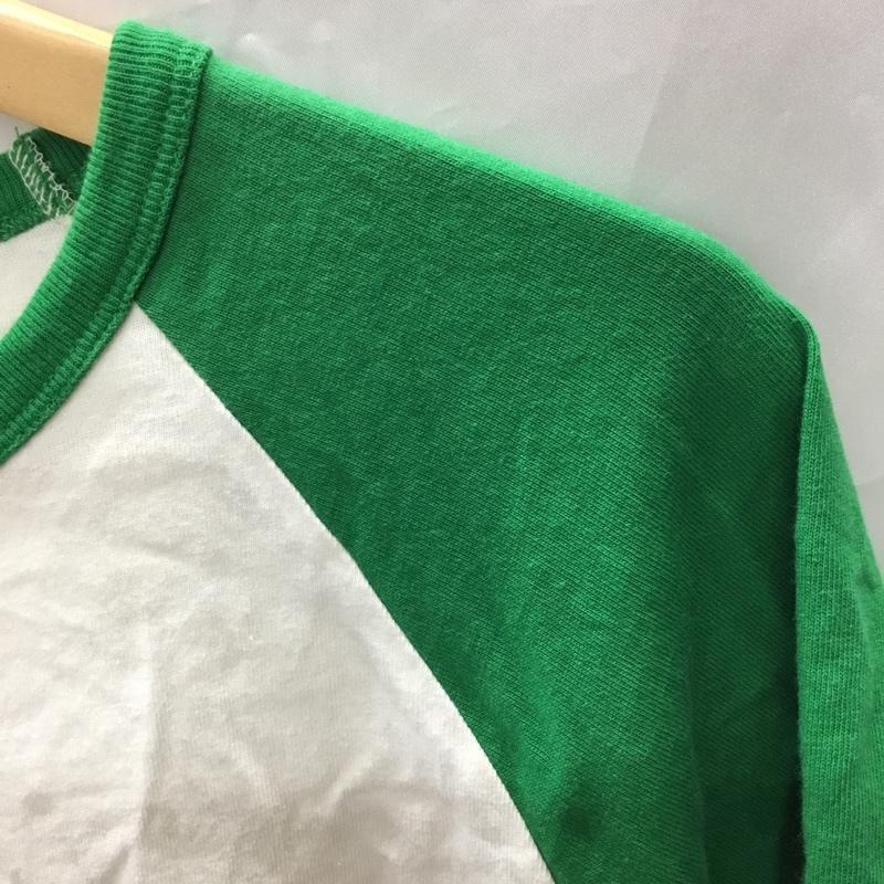 フリークスストア FREAK S STORE Tシャツ 半袖 222-32192 TOWNCRAFT ラグランT 五分袖 オーバーサイズ FREE ワンポイント 緑 / グリーン / X 白 / ホワイト / レディース USED 古着 中古 10117773