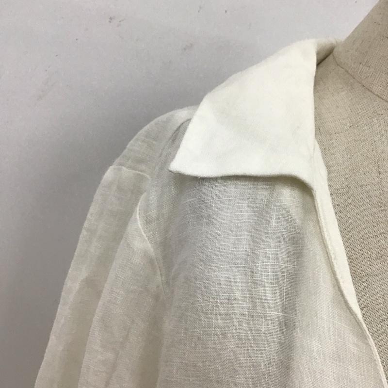 ザラ ZARA シャツ、ブラウス 長袖 リネン スキッパー S 無地 白 / ホワイト / レディース USED 古着 中古 10116229