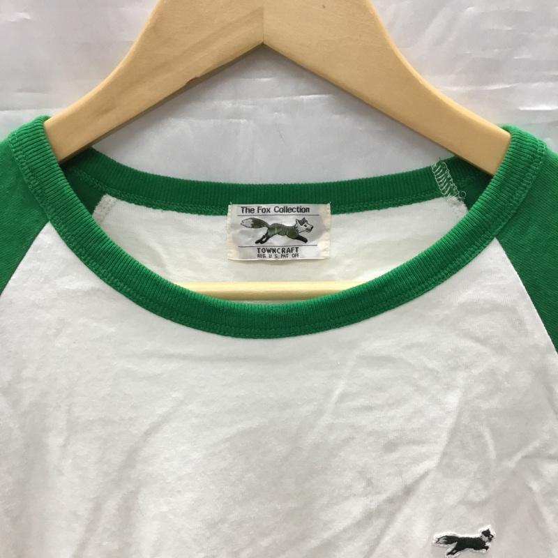 フリークスストア FREAK S STORE Tシャツ 半袖 222-32192 TOWNCRAFT ラグランT 五分袖 オーバーサイズ FREE ワンポイント 緑 / グリーン / X 白 / ホワイト / レディース USED 古着 中古 10117773