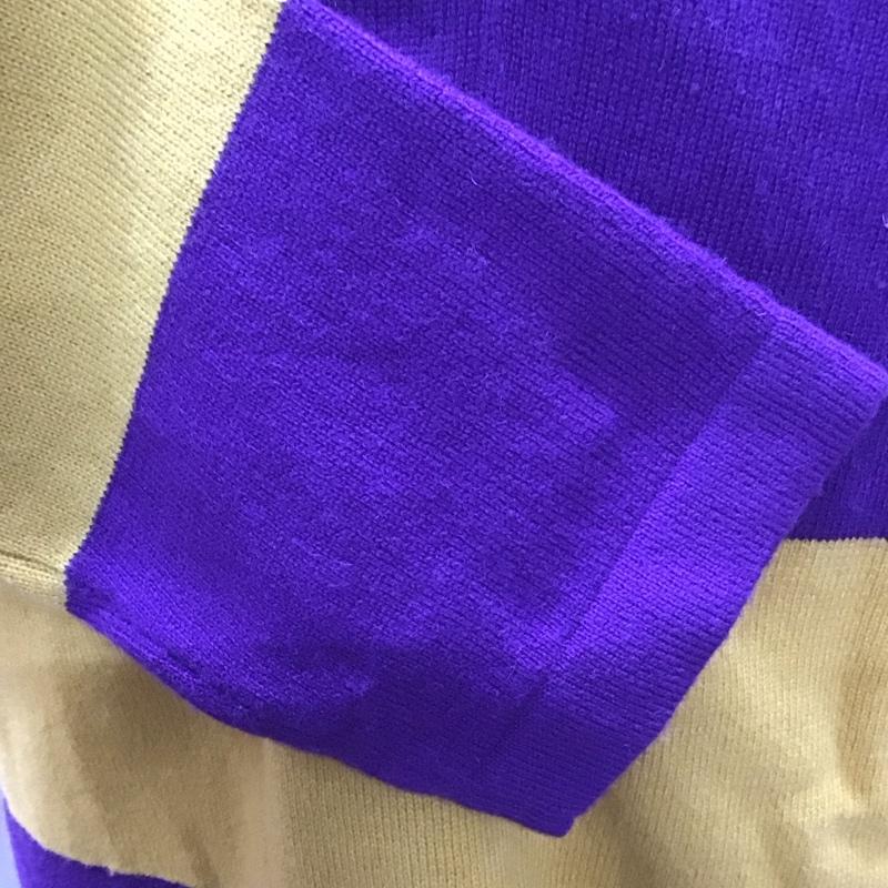 ニューヨーカー NEWYORKER ニット、セーター 長袖 長袖ニットカットソー カラーニット セーター M ボーダー柄 黄 / イエロー / X 紫 / パープル /  メンズ USED 古着 中古 10113237