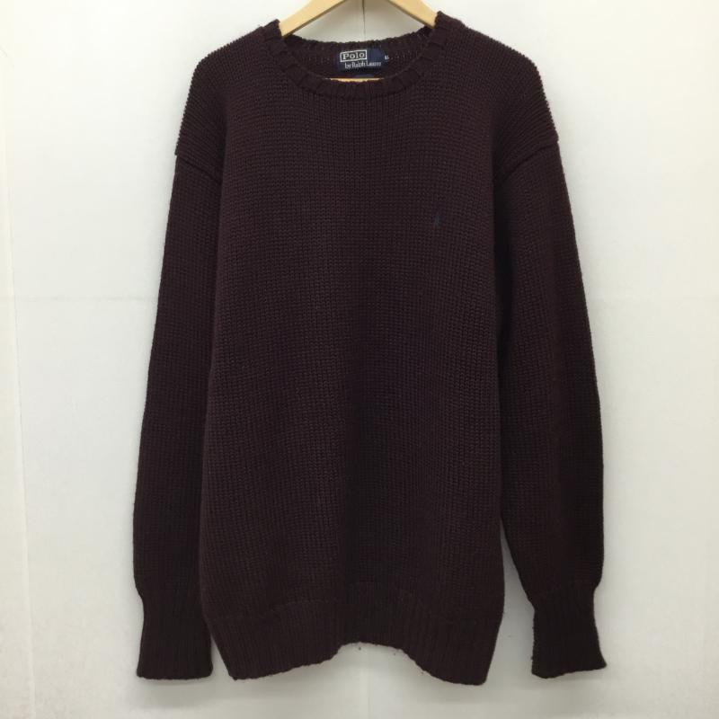 ポロラルフローレン POLO RALPH LAUREN ニット、セーター 長袖 90s LL ワンポイント ボルドー / ボルドー / メンズ USED 古着 中古 10139632