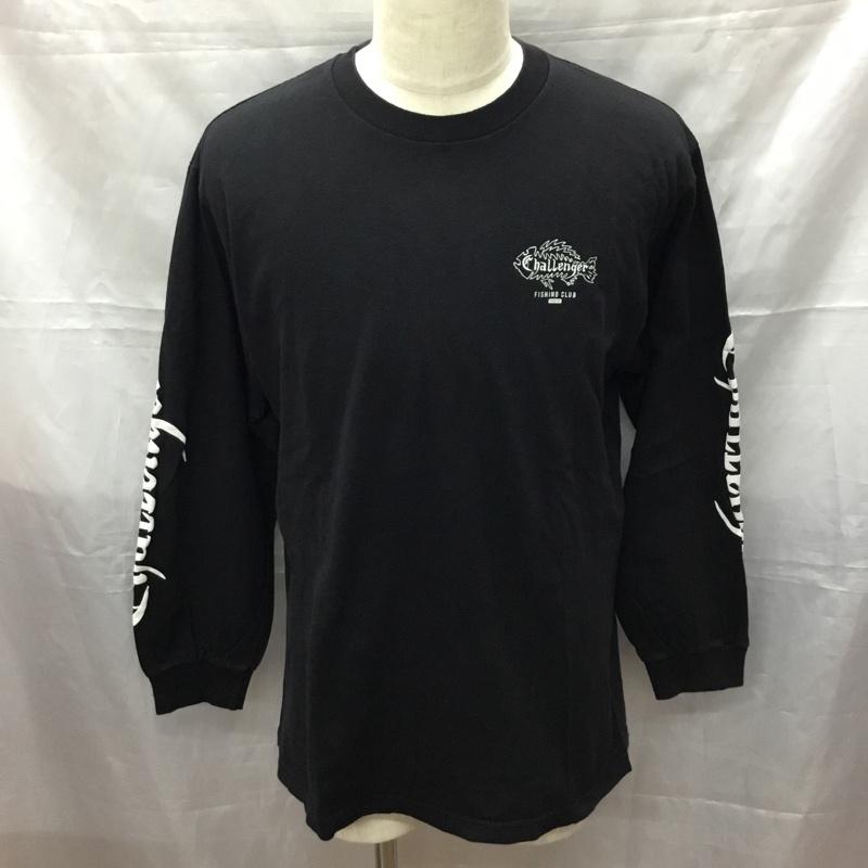 チャレンジャー CHALLENGER カットソー 長袖 長袖カットソー クルーネックカットソー ロングスリーブカットソー プリントTシャツ L ロゴ、文字 黒 / ブラック /  メンズ USED 古着 中古 10112210